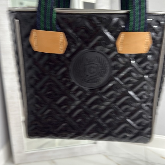 Consuela Black Quilted Tote with Tan Accents - Picture 12 of 15